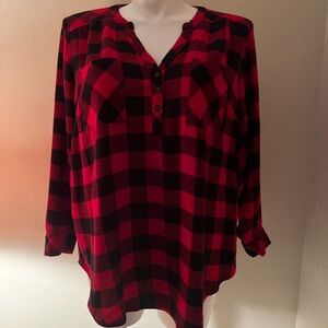 Torrid Harper Plaid Flannel Popover Blouse